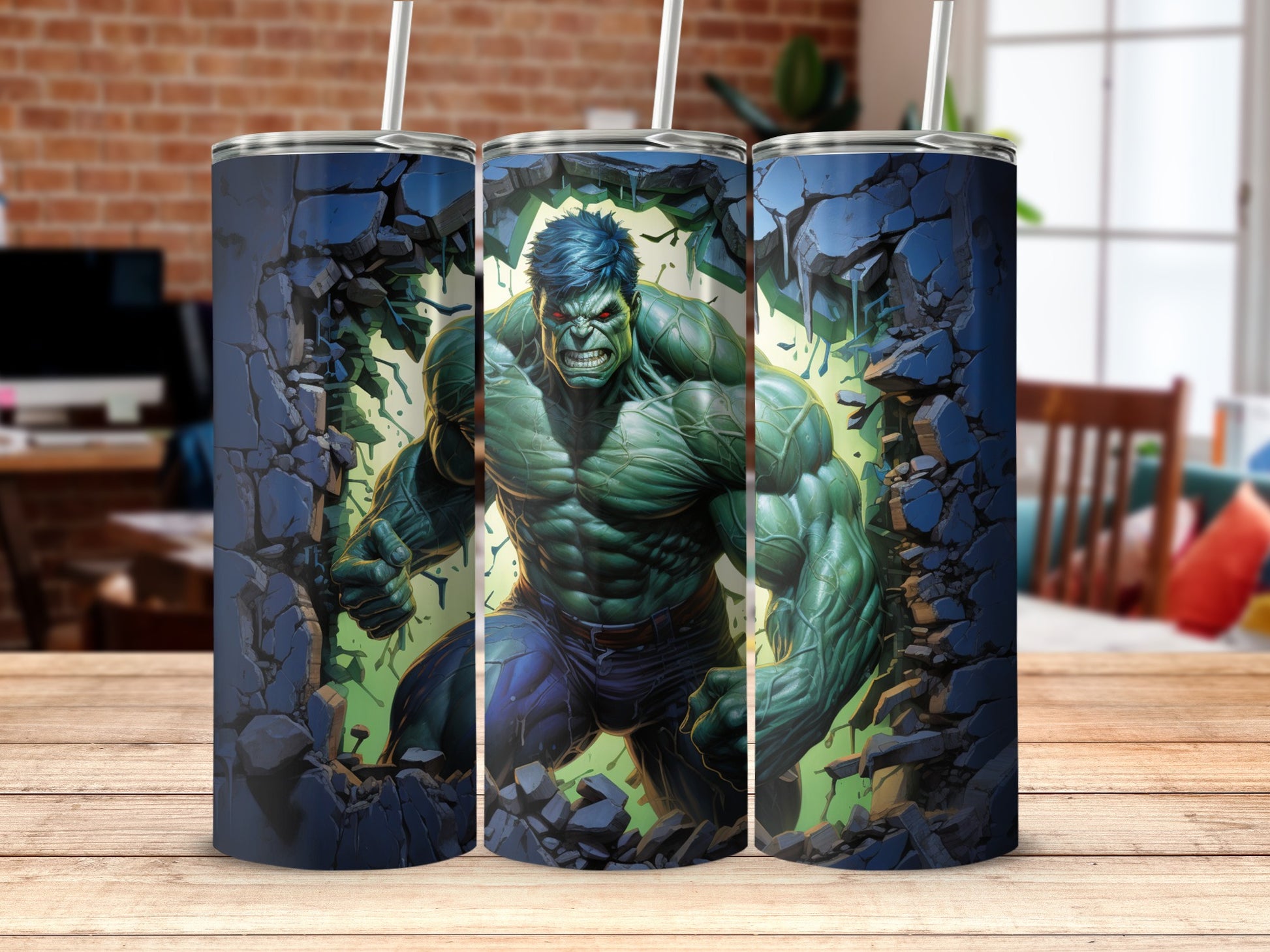 Incredible Hulk breaks through wall tumbler