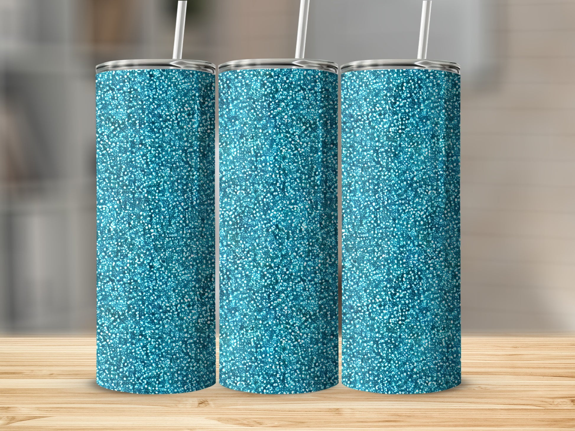 Glittery Light Blue Sparkle Tall Tumbler Cup
