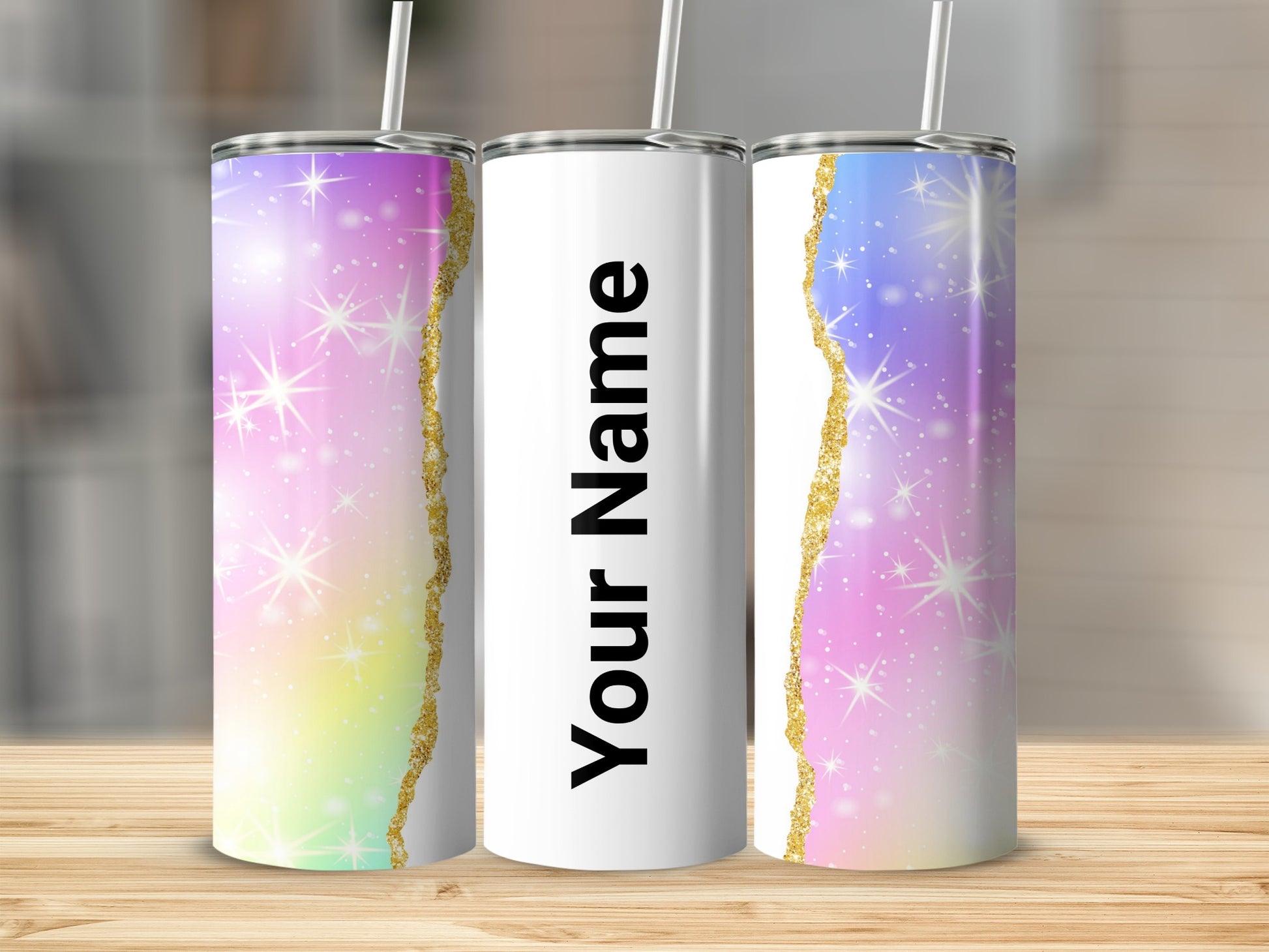 Custom Name Galaxy Star Glitter Burst Tumbler Cup