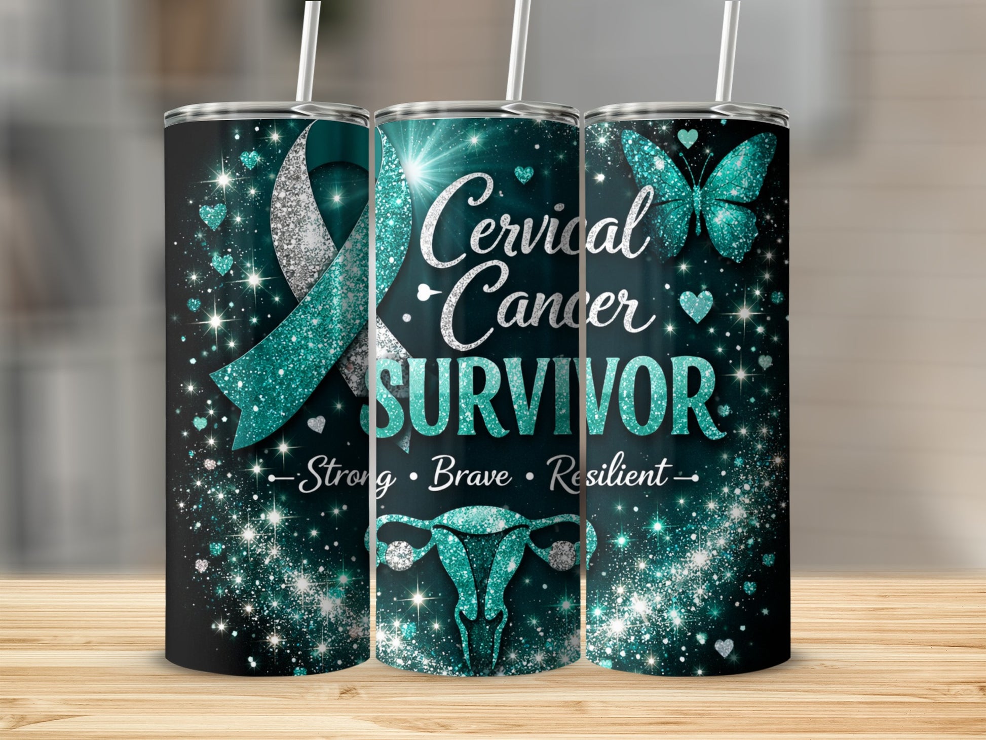 Cervical Cancer Survivor Strong Brave Resilient Tumbler