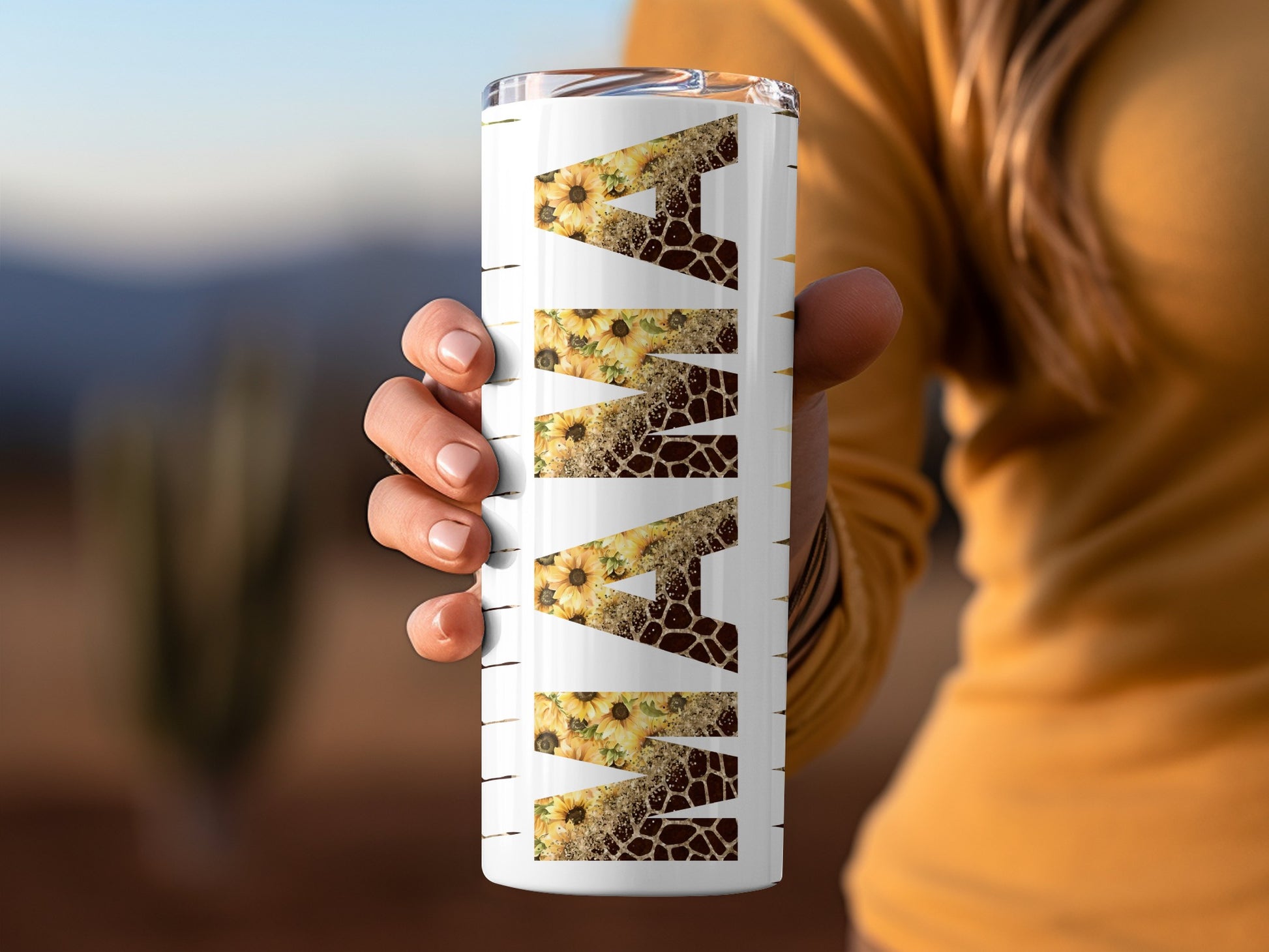 Arizona Desert Cactus and Sunflower Travel Mug