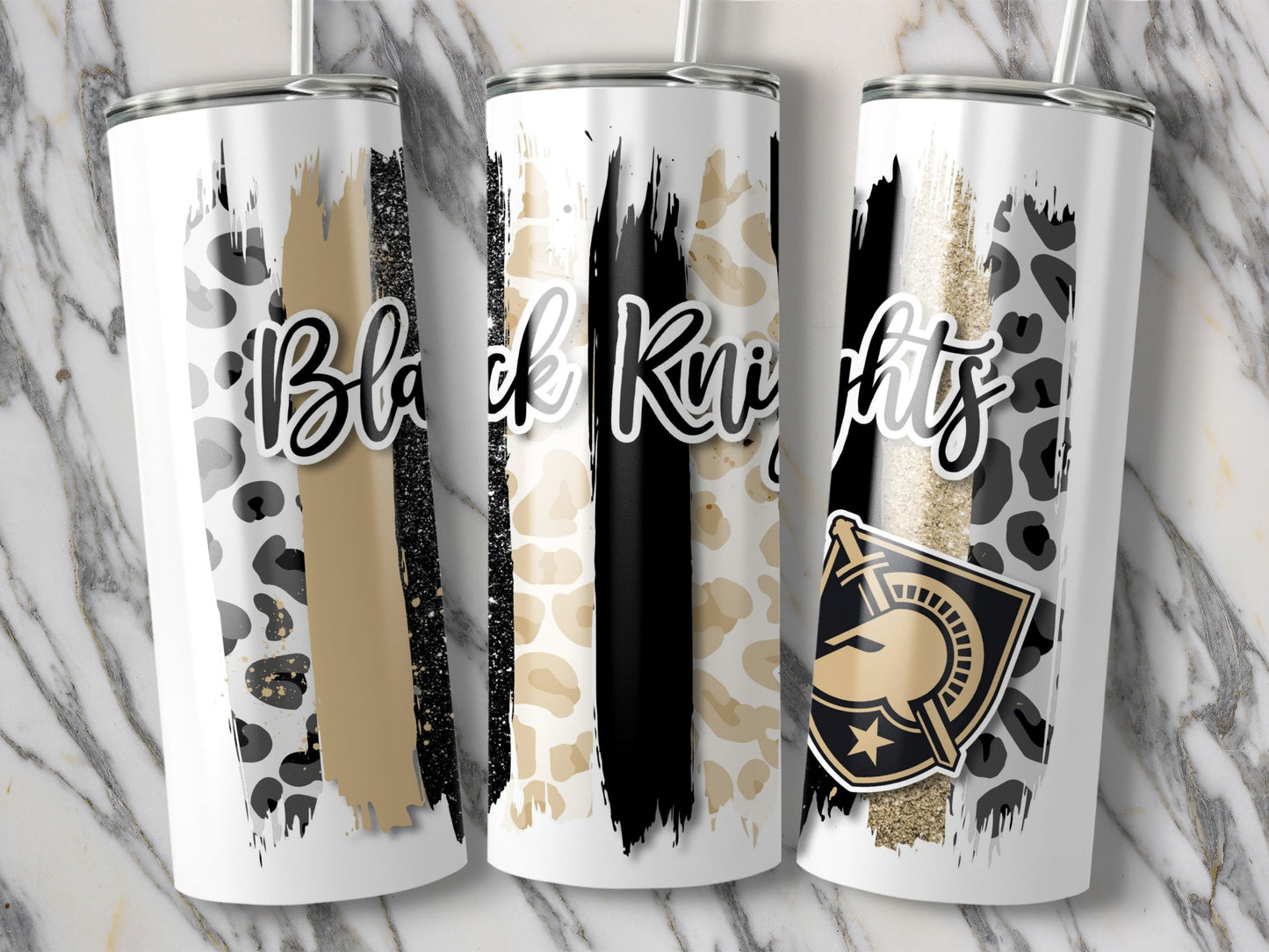 Black Knights Design Sword Shield Graphic Image Tumblers