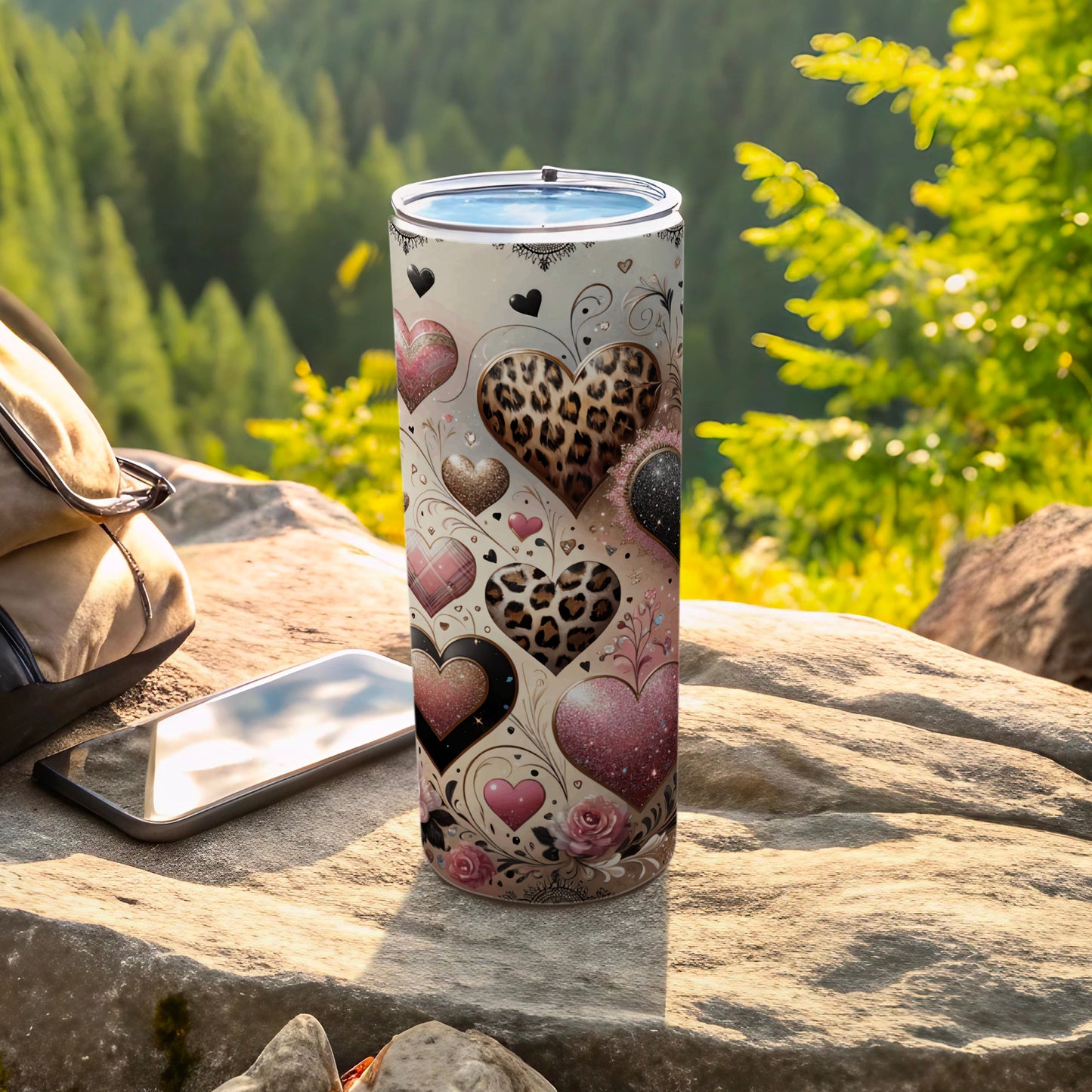 Elegant Leopard Heart Glitter Design Tumbler product type