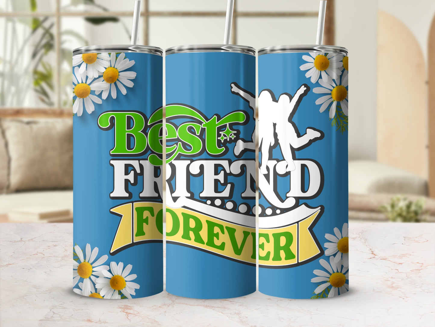 Best Friend Forever Tumblers with Daisy Design