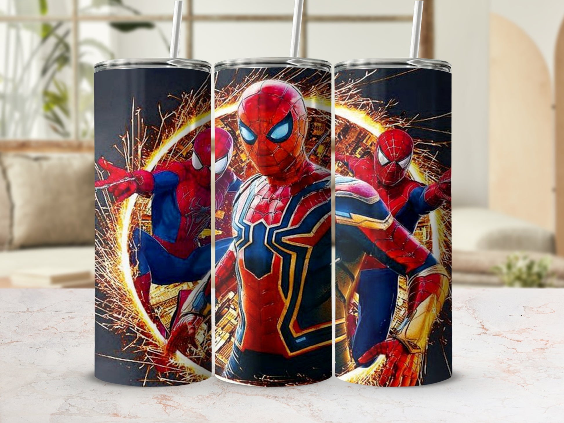 Spider-Man Themed Triple Tumbler Set for Fans
