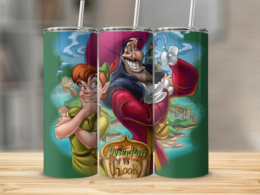 Peter Pan vs Hook Illustration Stainless Steel Tumbler