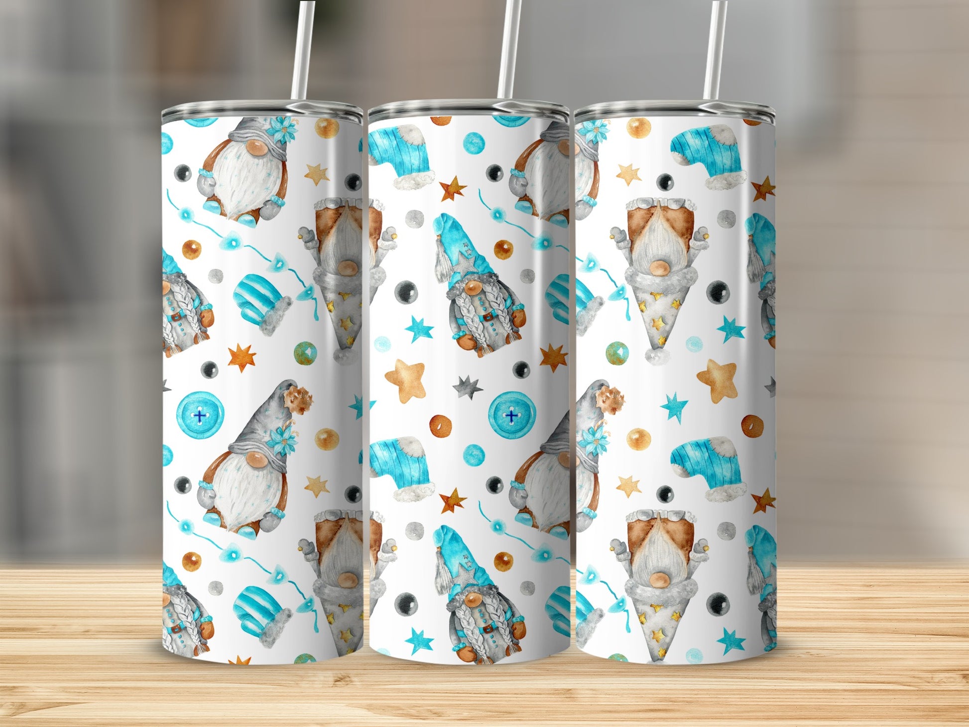 Gnome Themed Tumbler with Cute Decorations