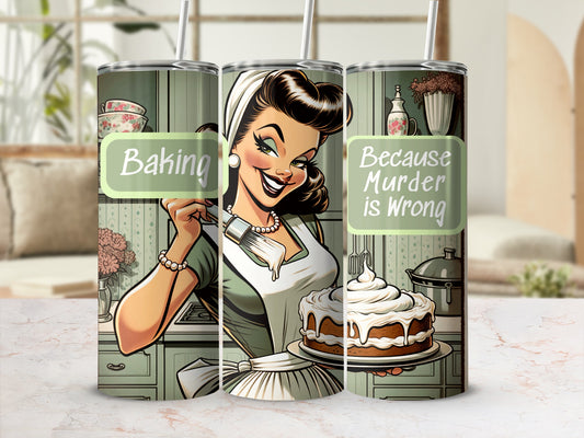 Retro Baker Woman Baking Because Murder is Wrong product type