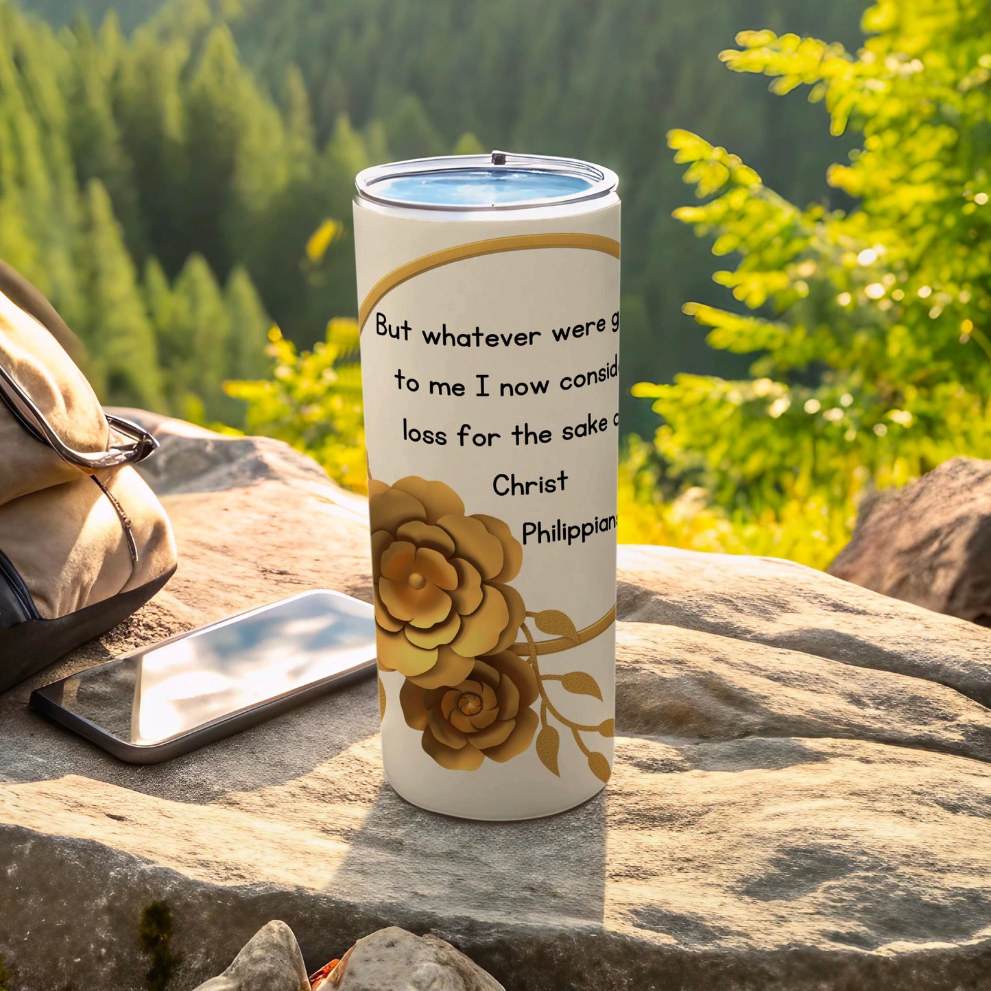 Philippians Travel Tumbler with Inspirational Quote