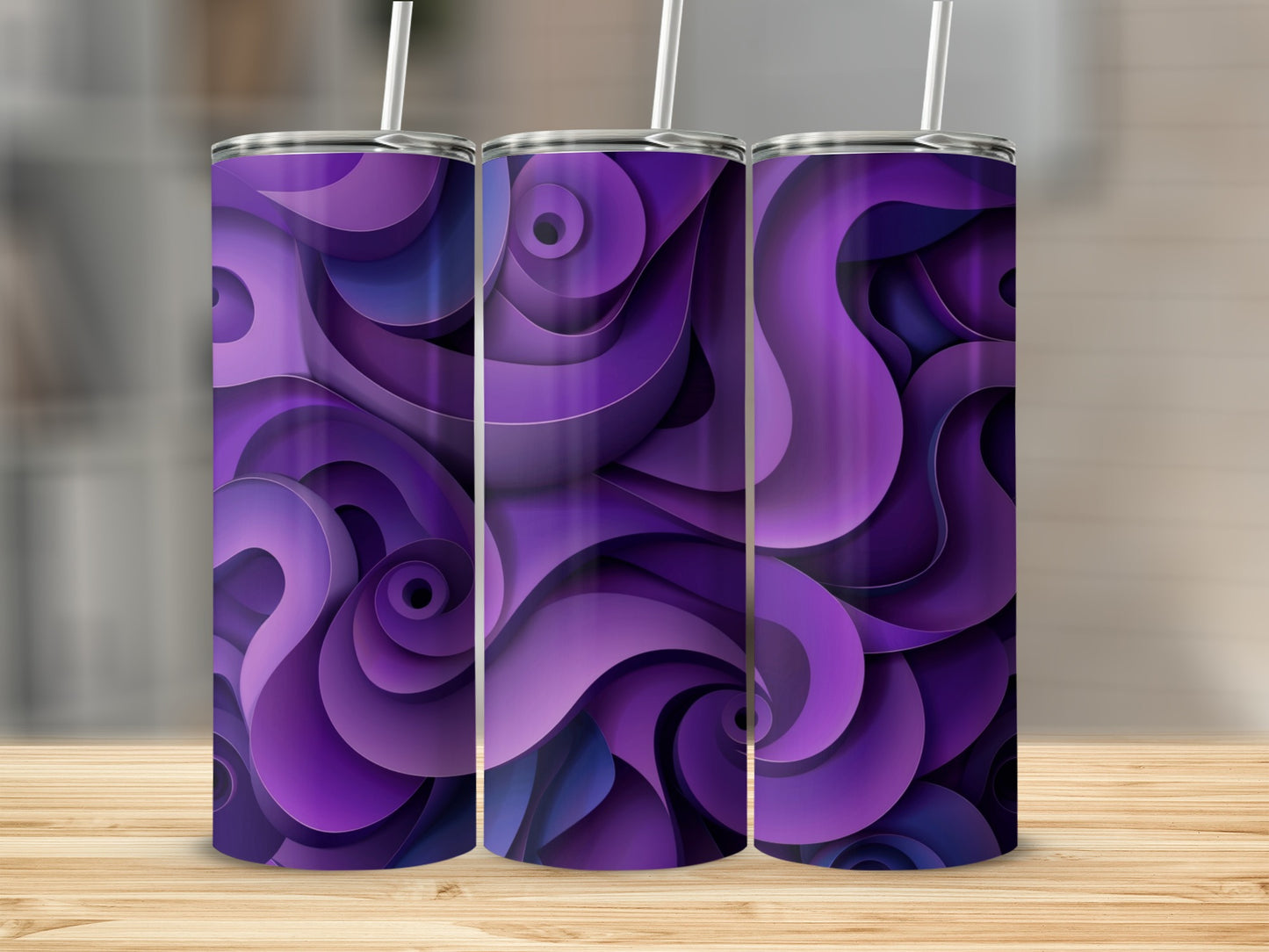 Purple Abstract Swirl Pattern Insulated Tumbler