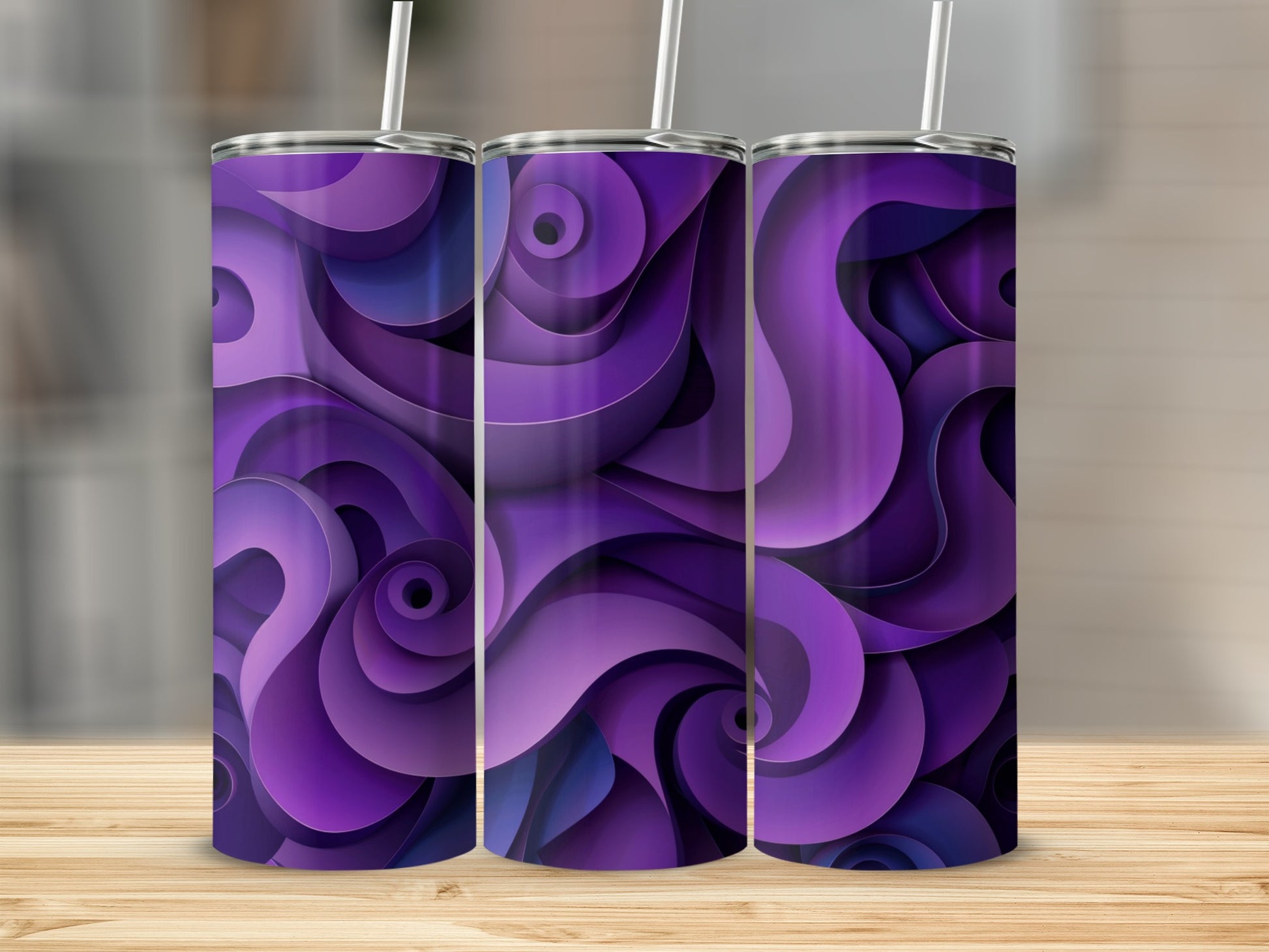 Purple Abstract Swirl Pattern Insulated Tumbler