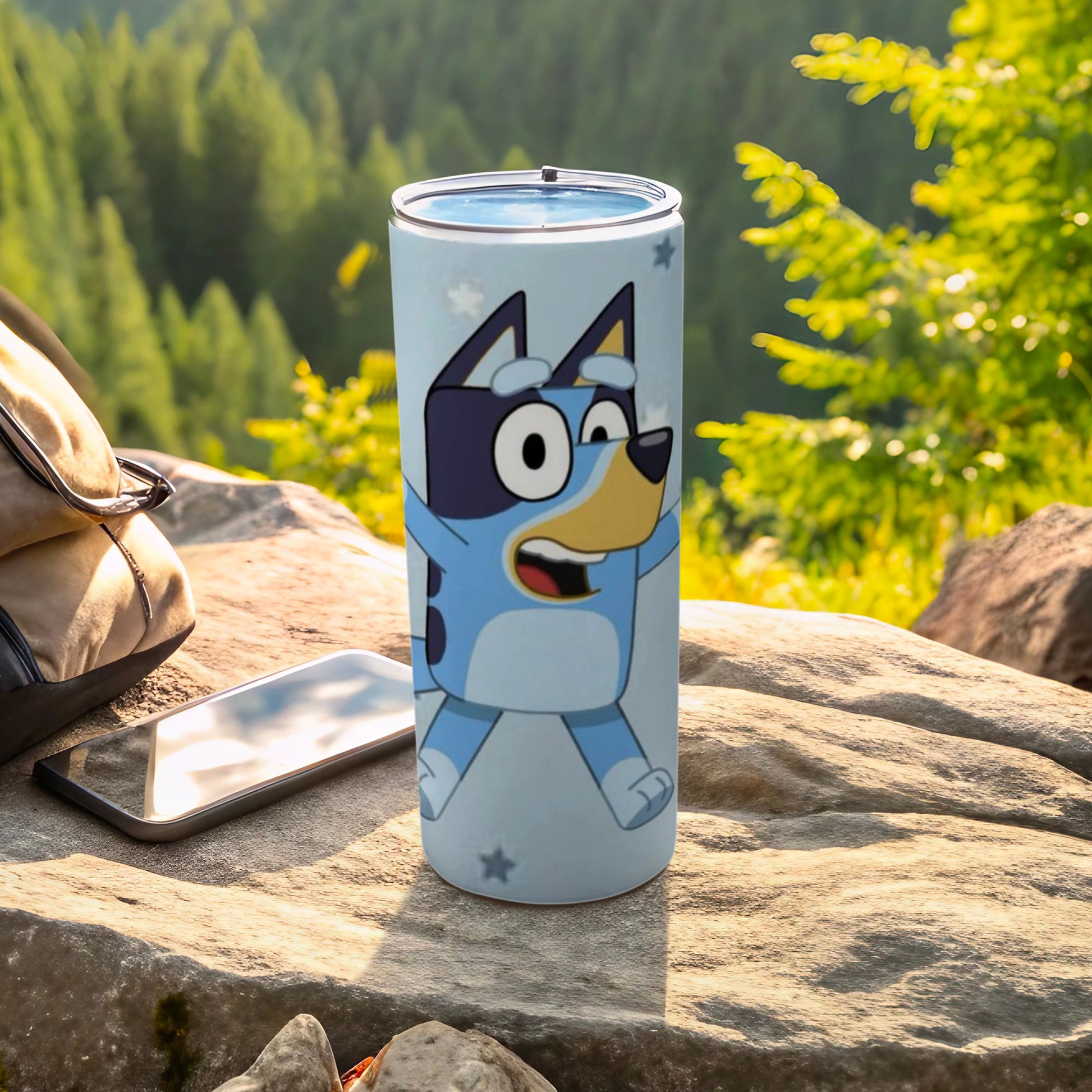 Cute Cartoon Character Tumbler with Blue Dog Design