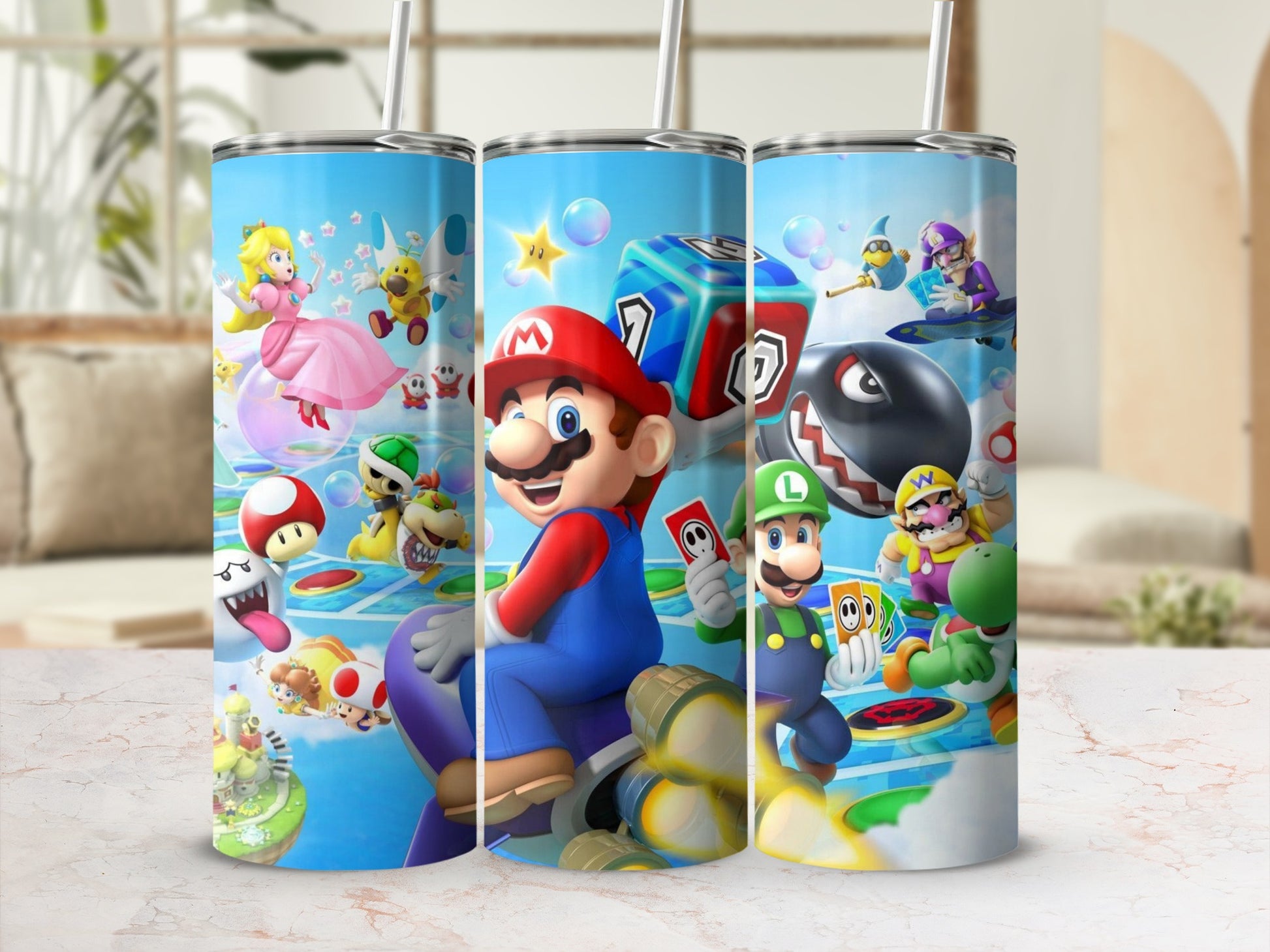 Colorful Adventure with Iconic Characters Tumbler