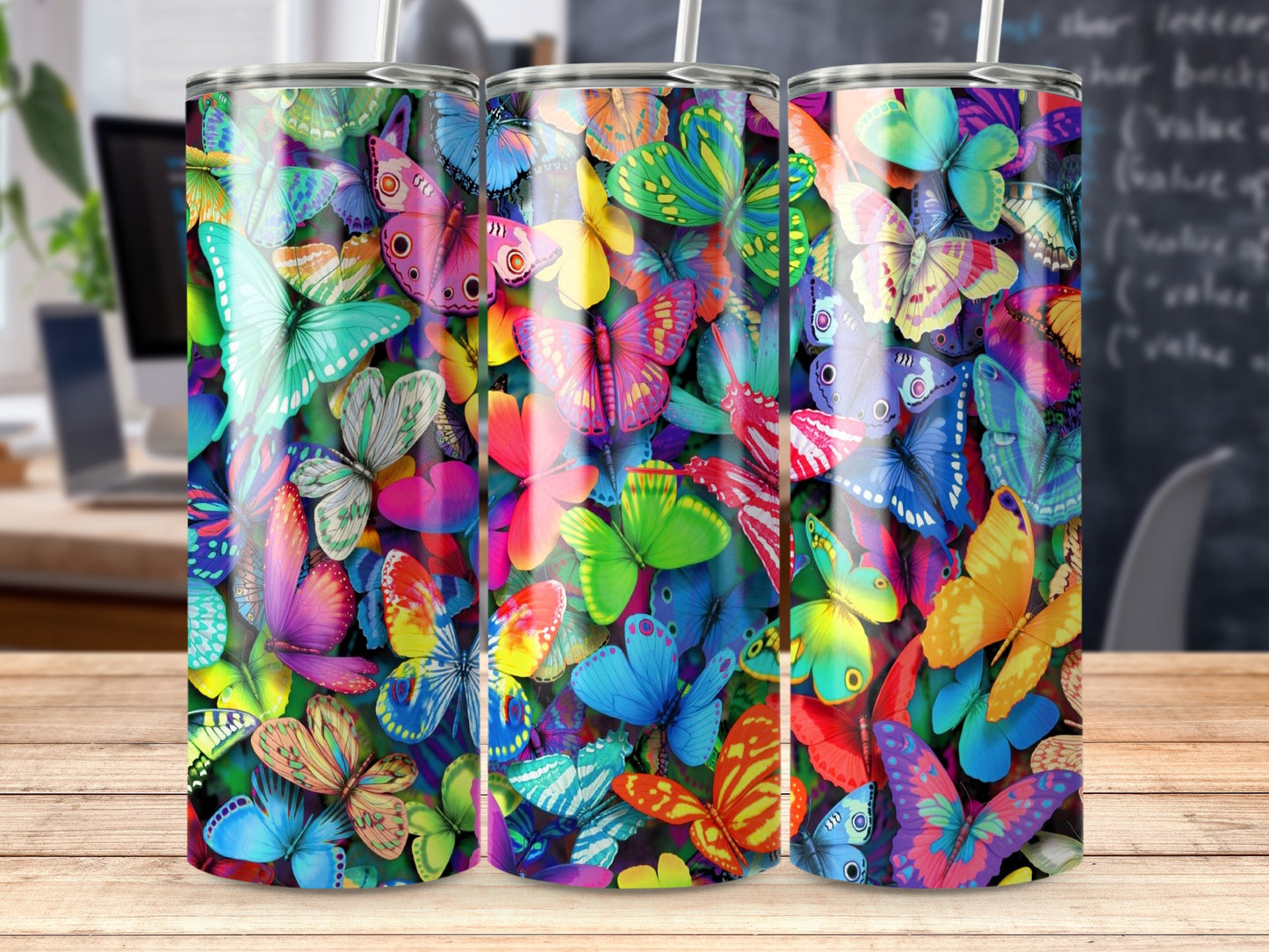 Rainbow Bright Butterfly Design Pattern Tumbler product type