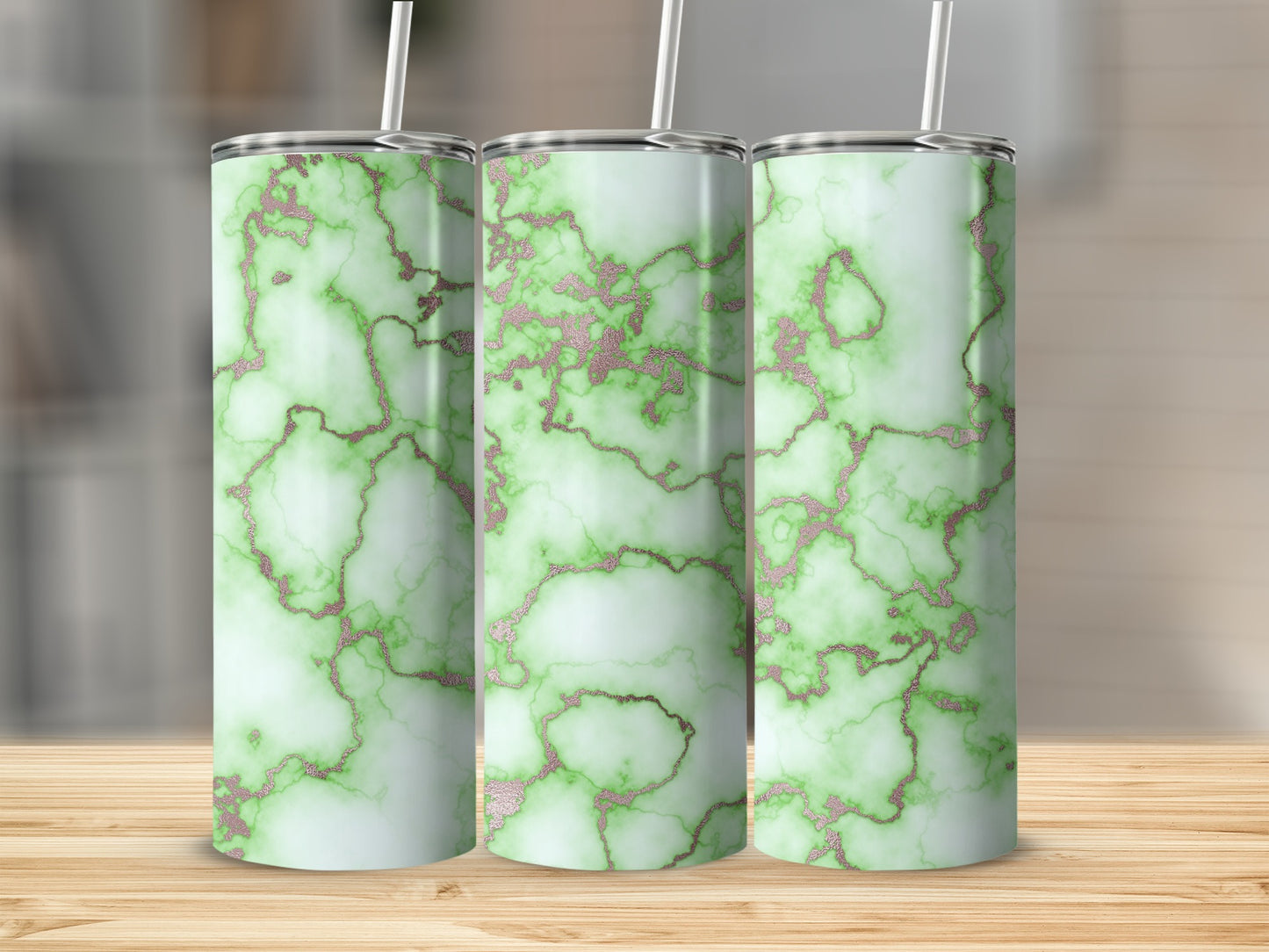 Green Marble With Rose Gold Veins Decorative Design Tumblers