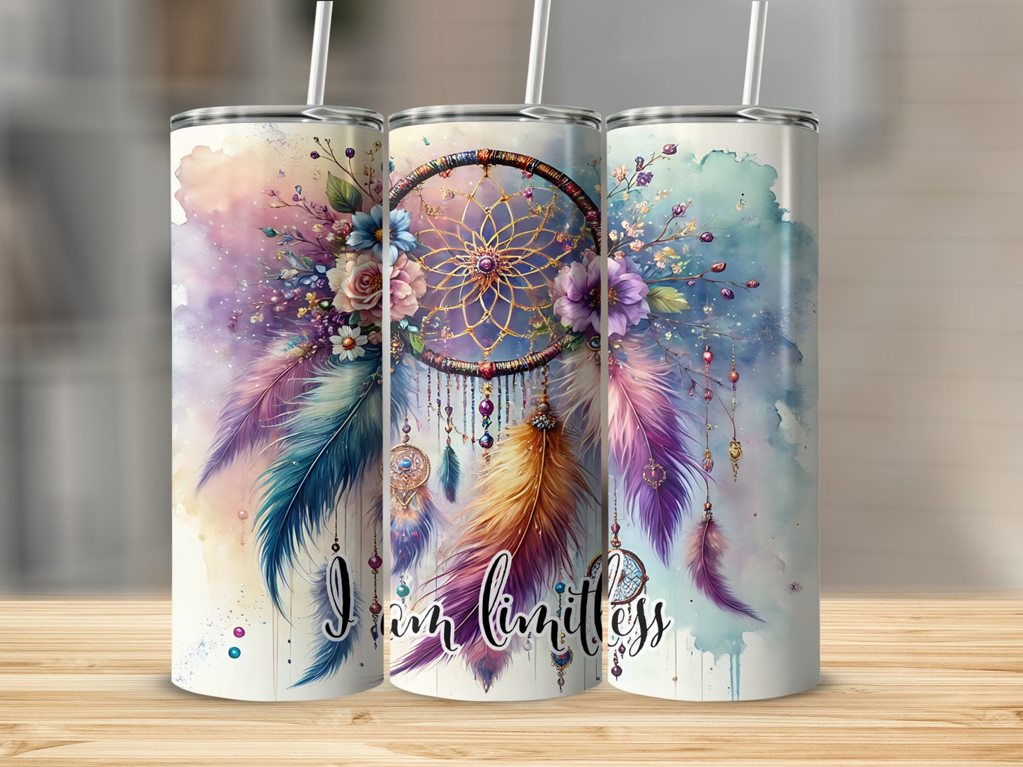 Colorful Dreamcatcher Feather Design Tumbler Product