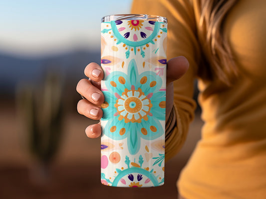 Colorful Floral Pattern Tumbler for Stylish Beverage Container