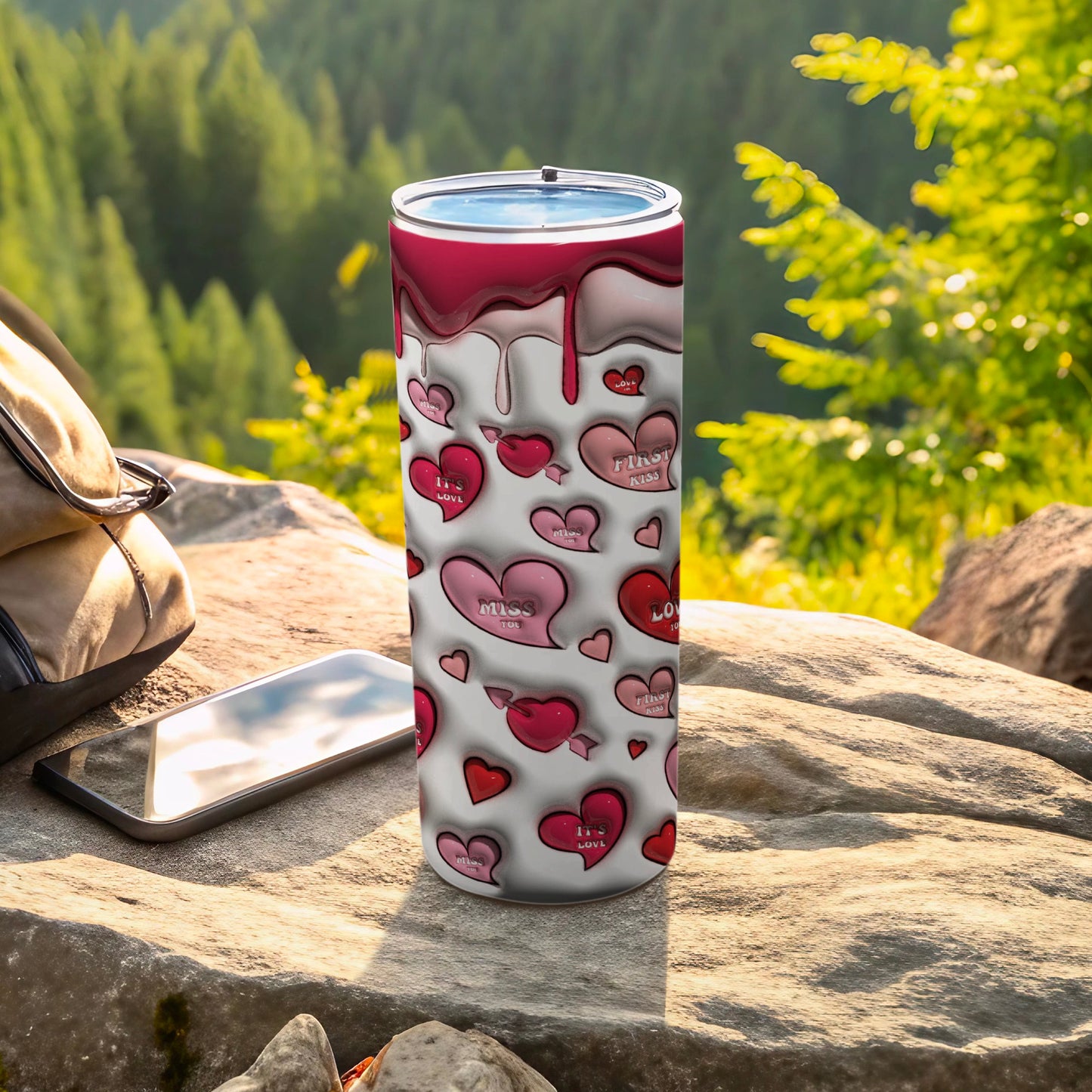 Romantic Hearts Drip Miss You First Kiss Its Love Tumbler product type