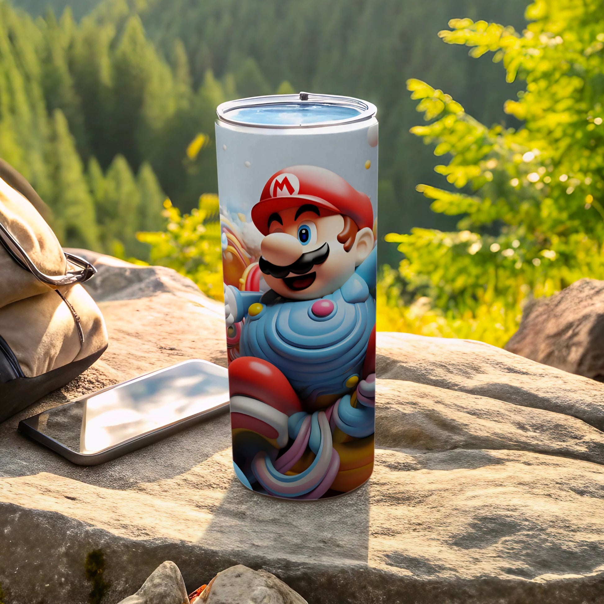 Colorful Mario Character tumbler for outdoor adventures