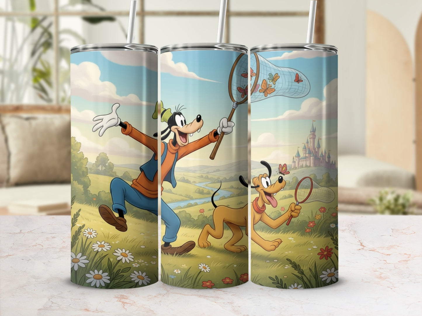 Goofy and Pluto Butterfly Adventure Tumbler Cup