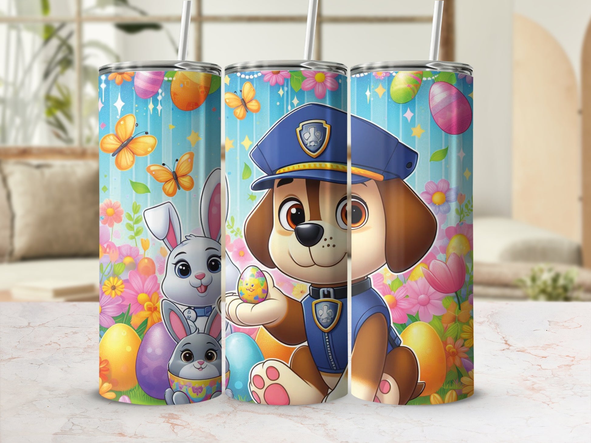 Police Dog Bunny Easter Egg Flowers Butterflies product type
