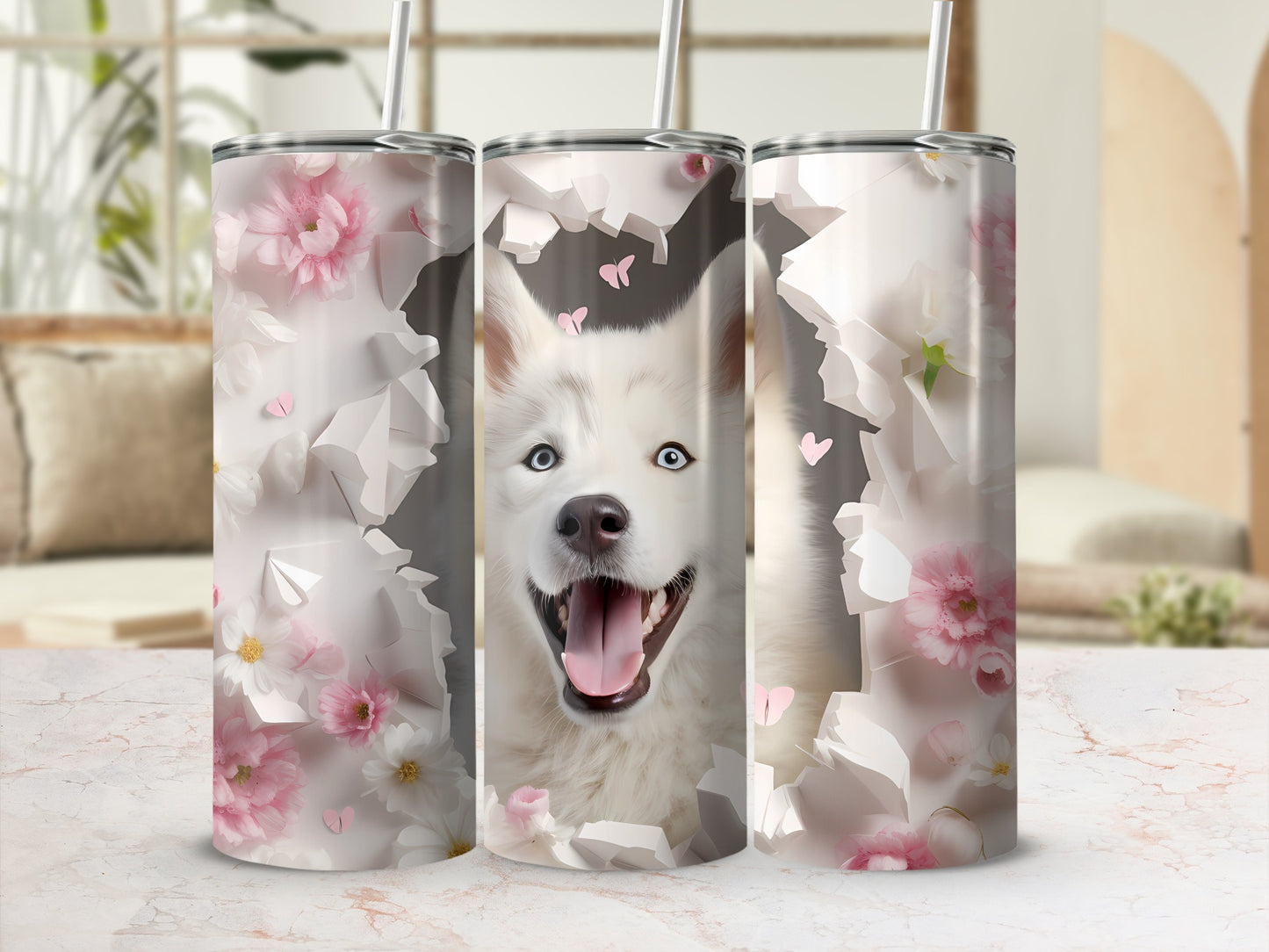 Smiling White Husky Puppy Pink Floral Butterflies Tumbler product type
Husky
Puppy
Dog
White Dog
Cute Dog
Animal
Pet Lover
Pink Flowers
Floral Design
Butterfly
Tumbler
Drinkware
Gift Idea
Happy Dog
Blue Eyes
Smiling Dog
Dog Art
Pet Print
Nature Design
Unique Design