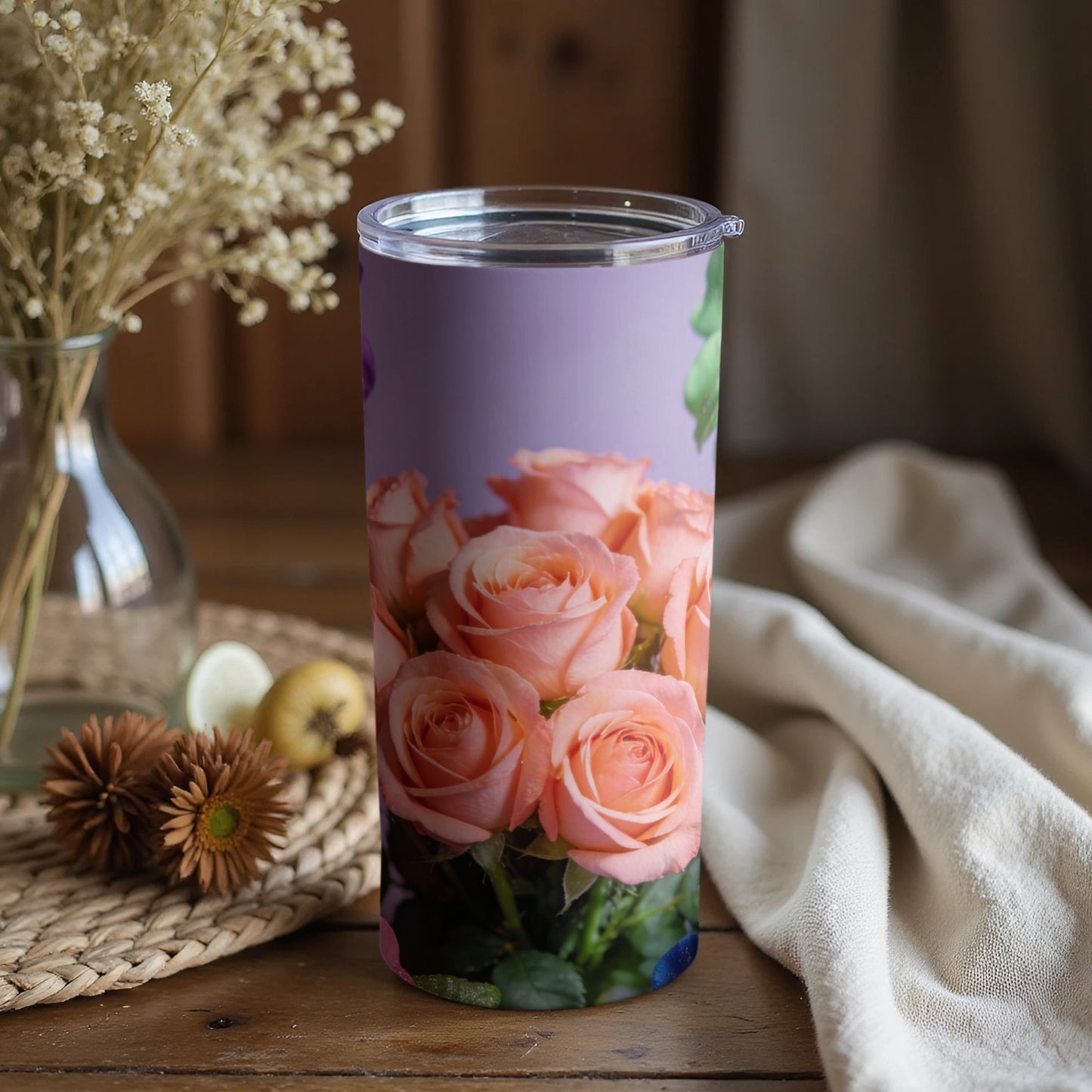 Beautiful Pink Rose Bouquet Printed on Tumbler