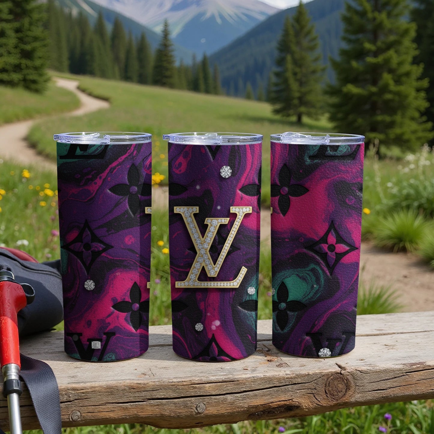 Colorful Elegant Patterned Tumbler with LV Logo Product