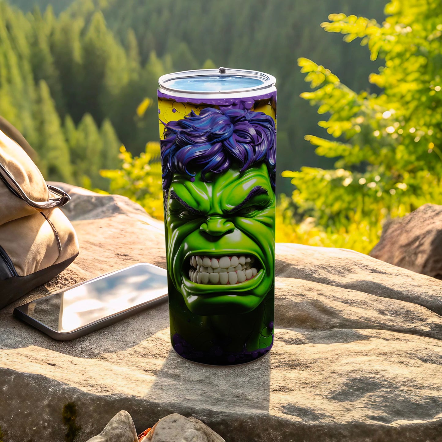 Hulk Face Art Travel Tumbler for Outdoors Adventures