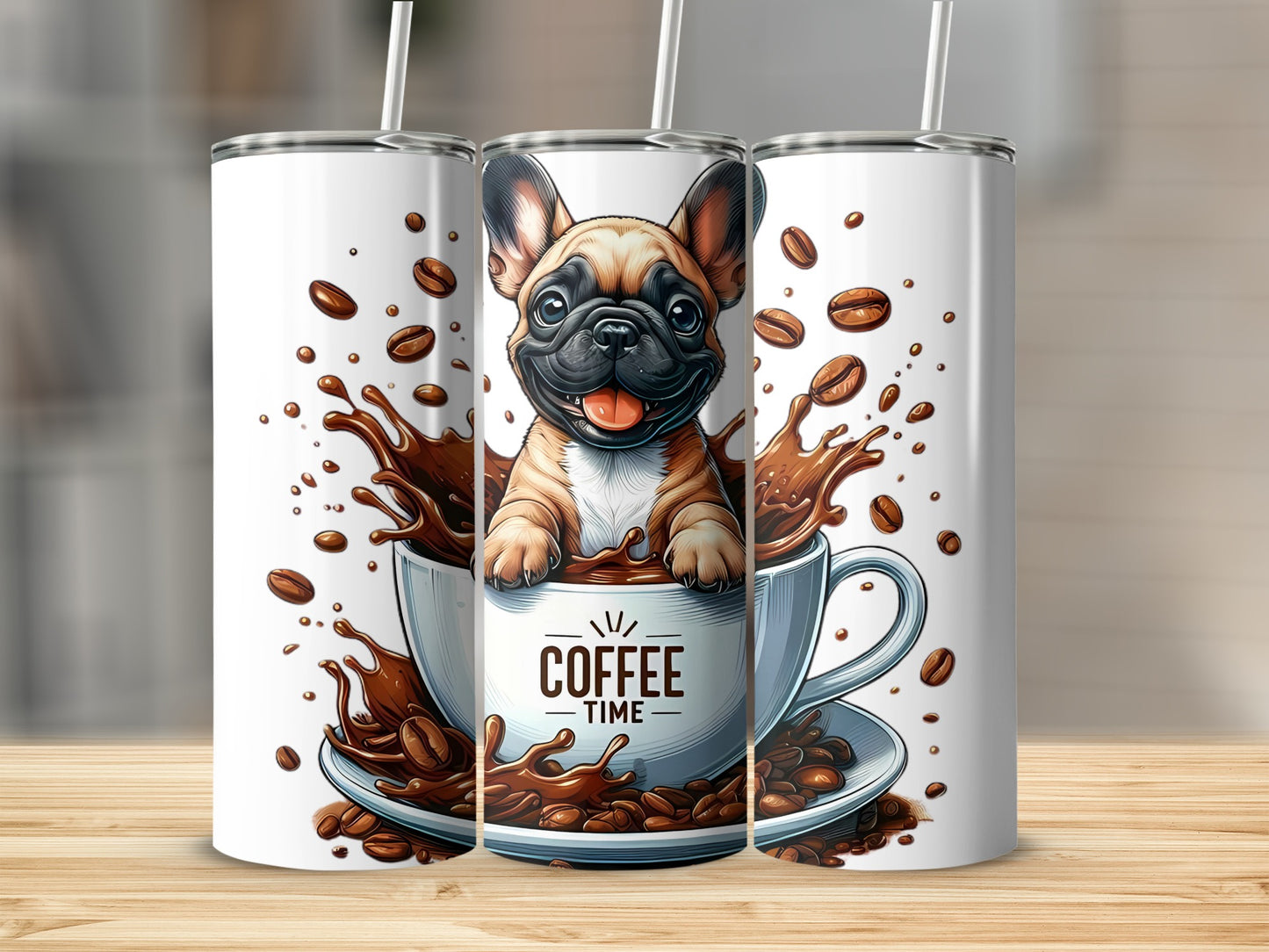 Cute French Bulldog Coffee Time Tumbler Cup