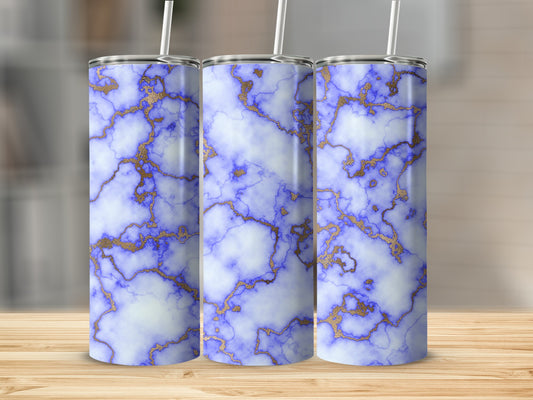 Blue Marble with Gold Veins Designer Artistic Tumblers