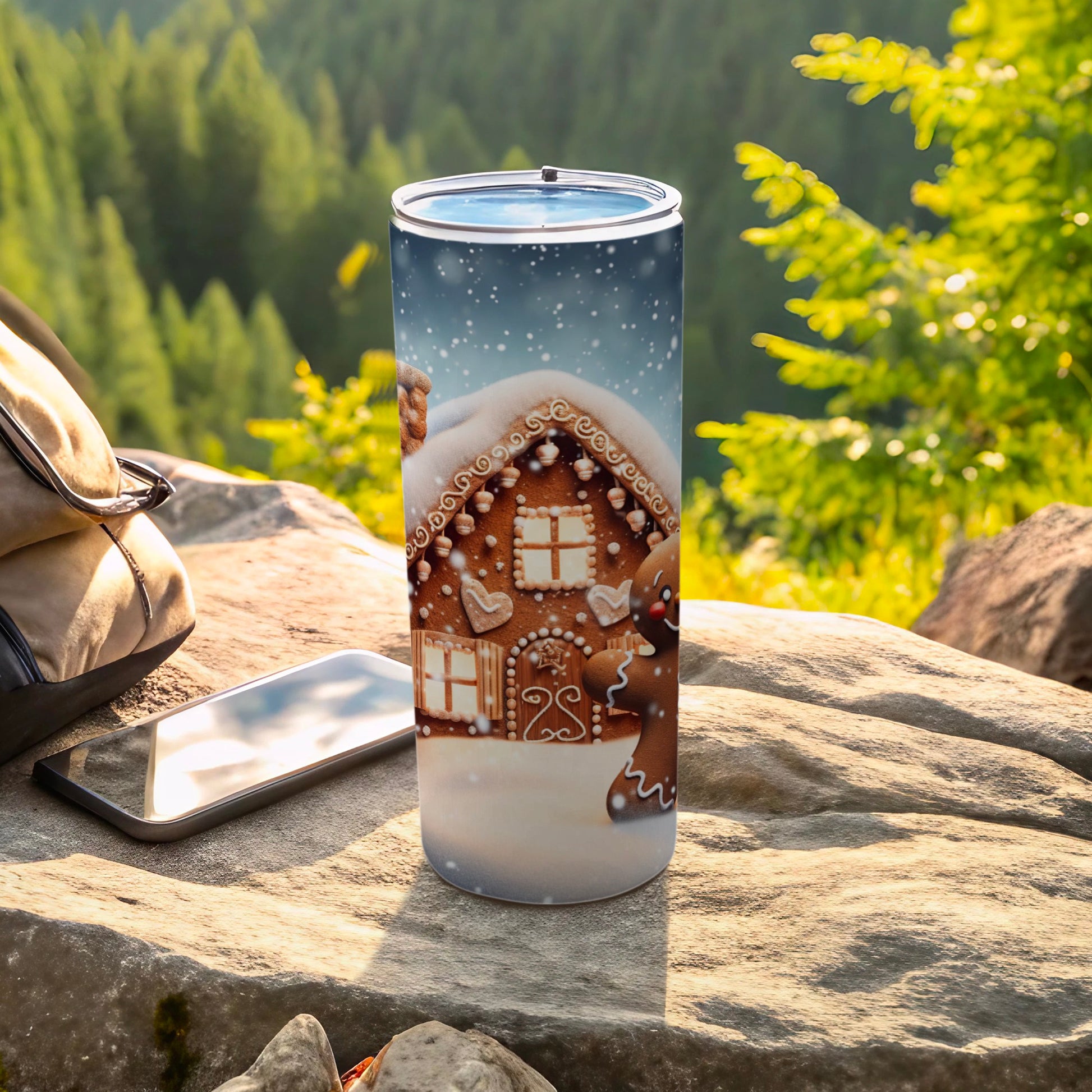 Festive Gingerbread House Travel Mug for Holiday Enjoyment