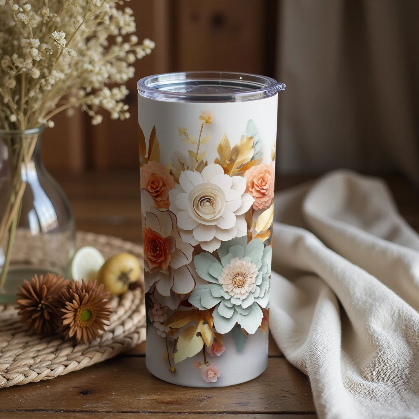 Elegant Floral Design Insulated Tumbler Product