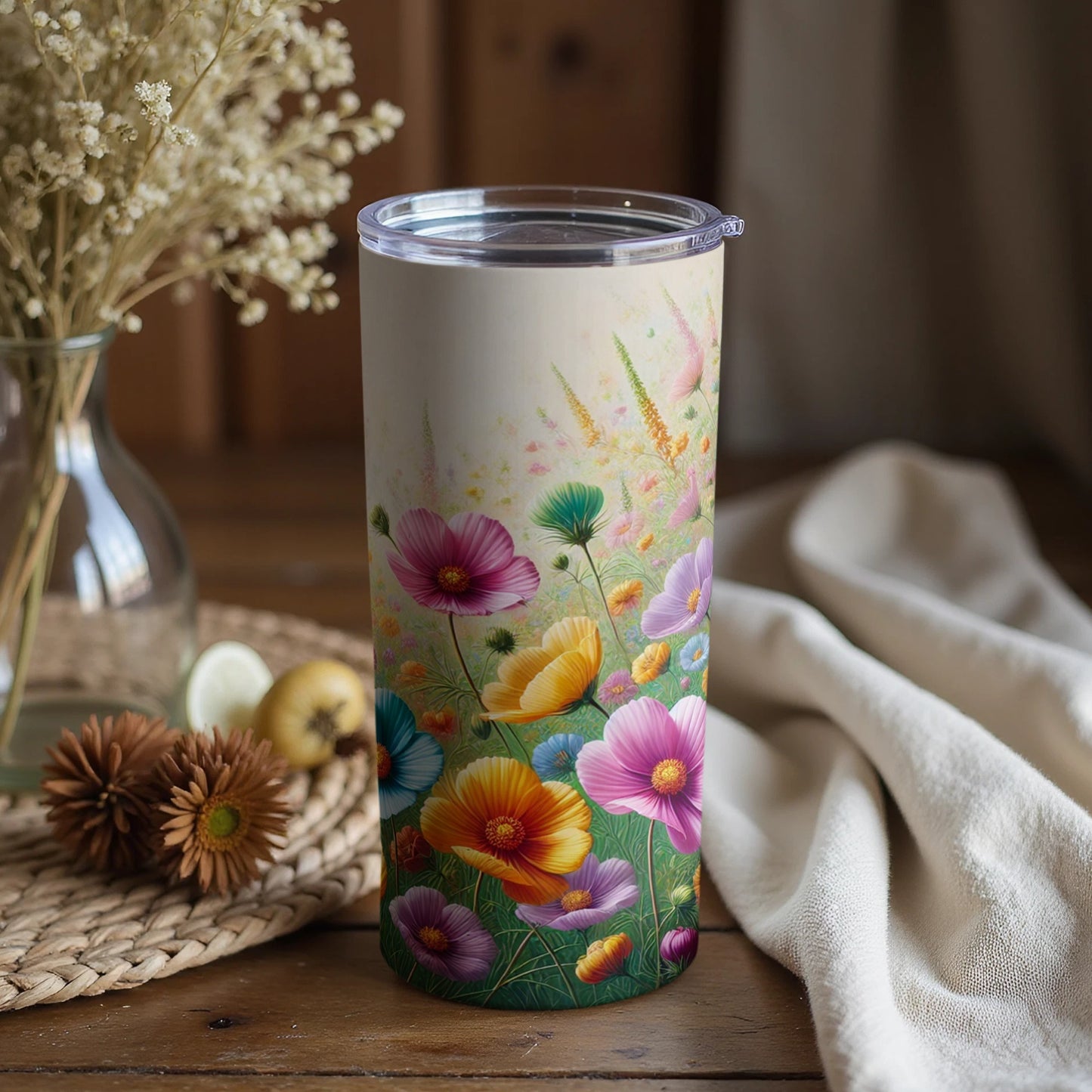 Colorful Floral Pattern Insulated Tumbler for Drinks