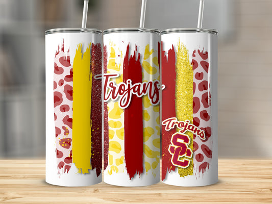 Trojans Brushstrokes Cheetah Prints Image Tumblers