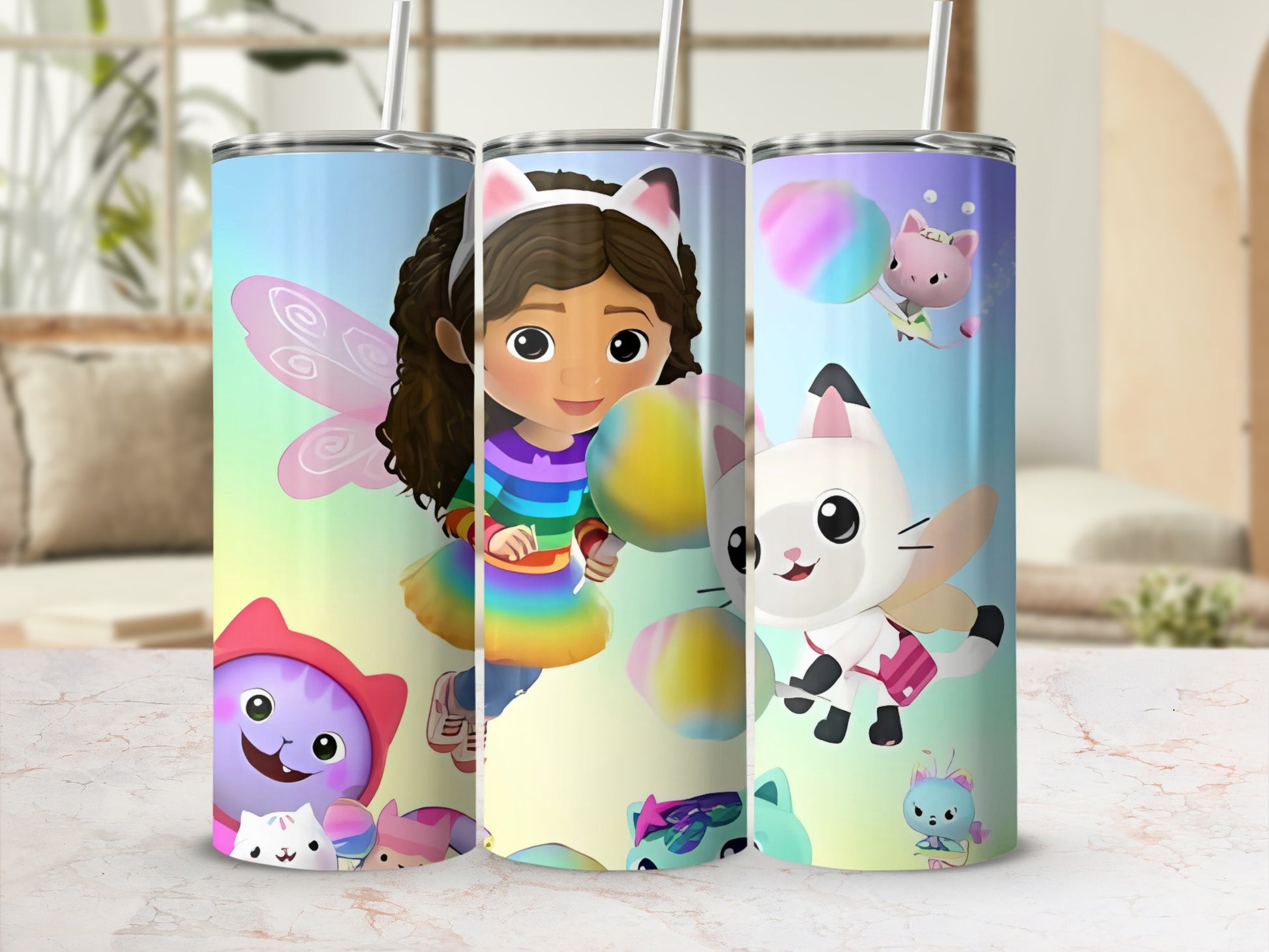Cute Character Themed Tumbler with Straw for Kids