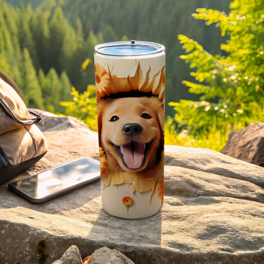 Golden Retriever Puppy Happy Face Sunflower Tumbler product type