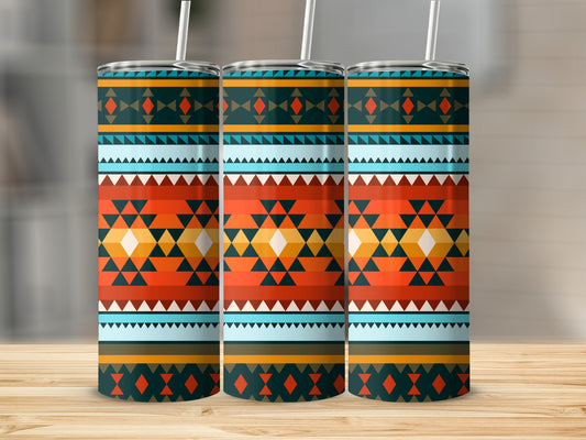 Colorful Geometric Pattern Insulated Tumbler Product