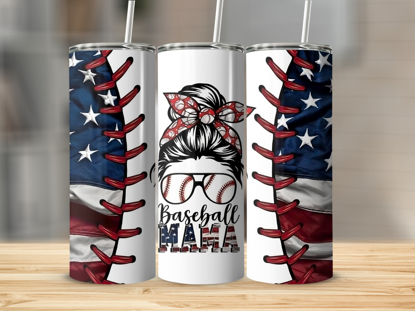 Baseball Mama Patriotic Tumbler for Baseball Fans