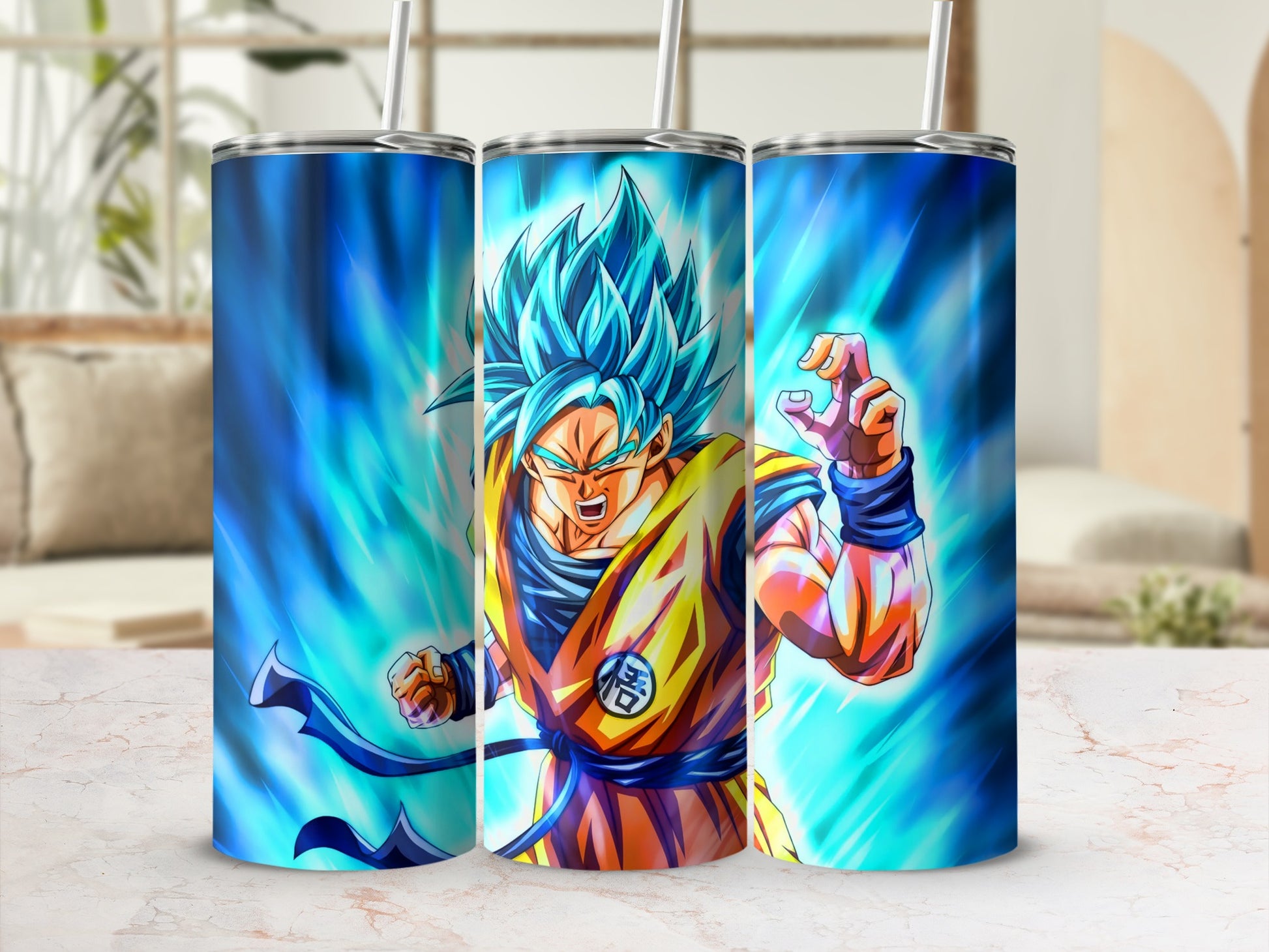 Anime Character Blue Haired Fighter Tumbler Cup