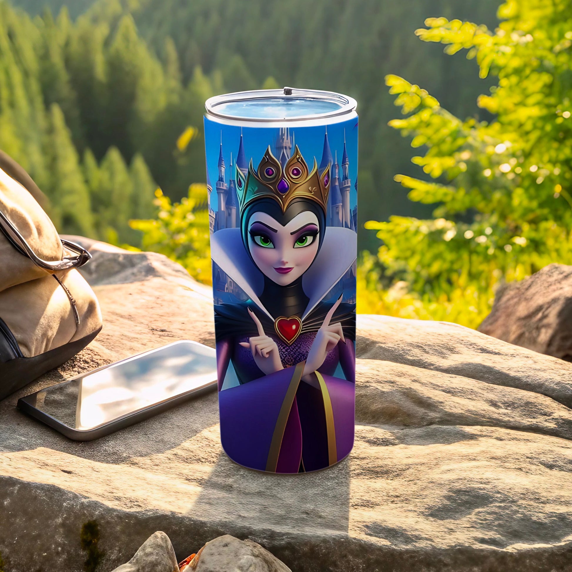 Evil Queen Disney Tumbler with Castle Background Design