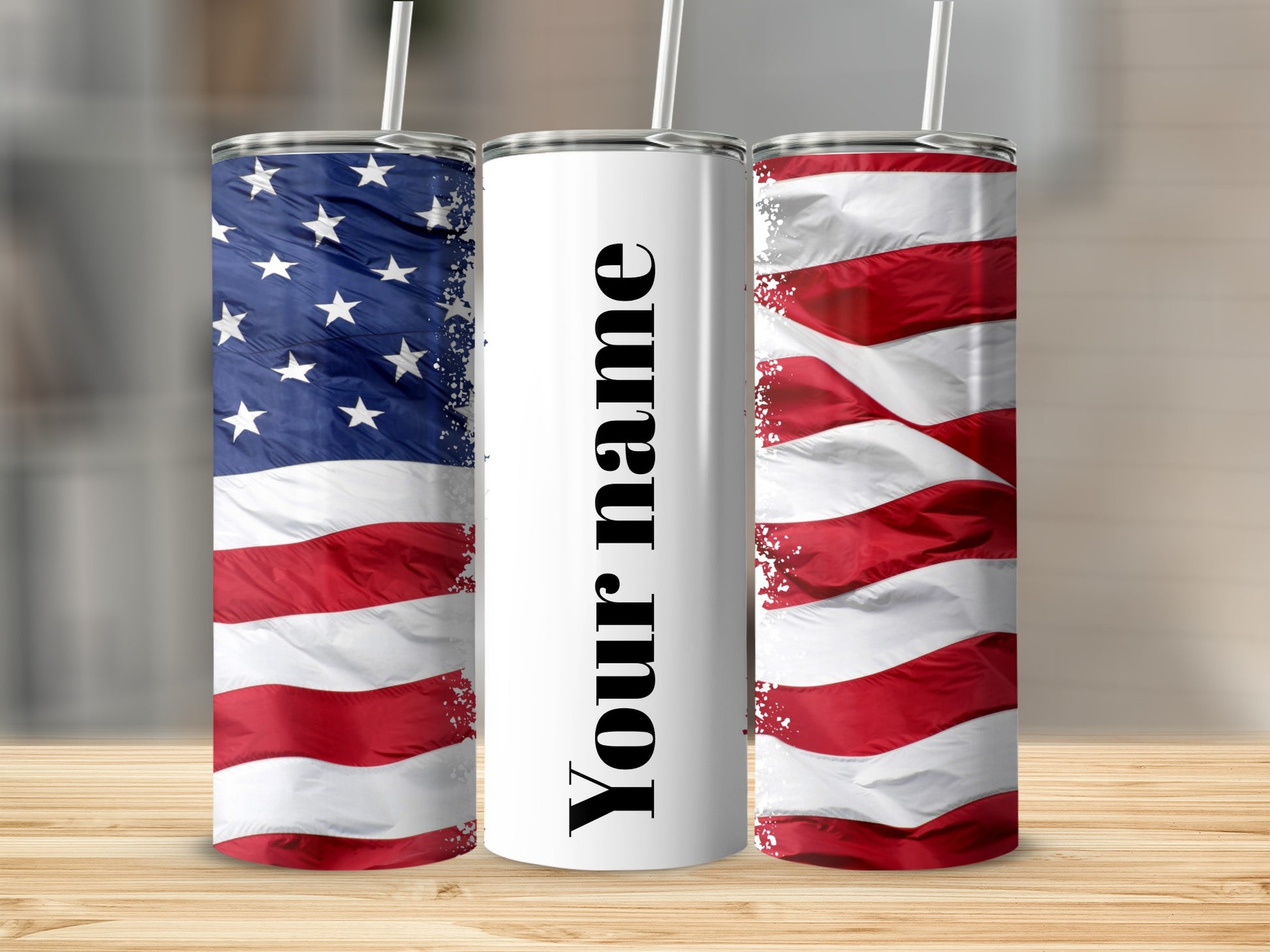 Personalized American Flag Themed Drinkware Tumbler