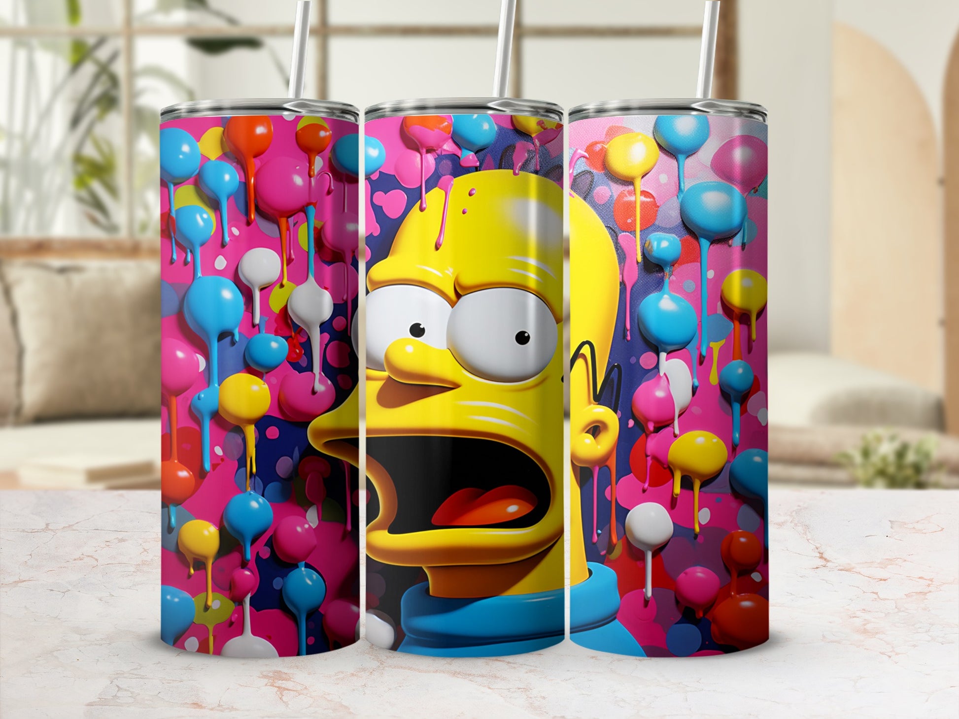 Vibrant Cartoon Character Colorful Bubbles Tumbler