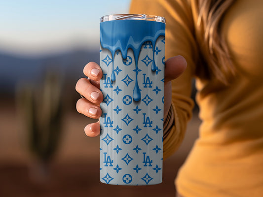 Blue Drip LA Dodgers Logos Art Pattern Design Tumblers