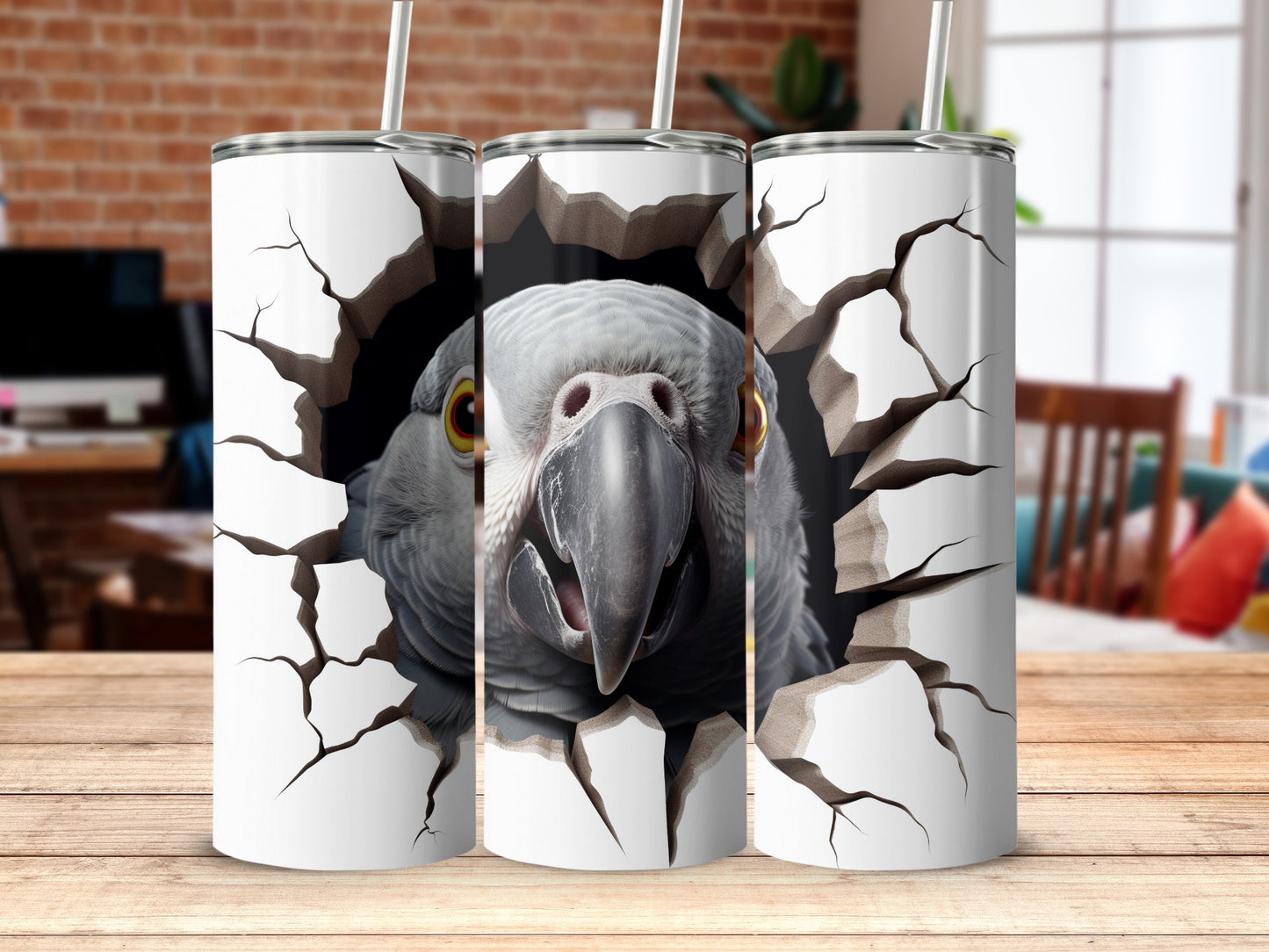 Curious Grey Parrot Cracked Design Tumbler product type
Parrot
Grey Parrot
African Grey
Bird Art
Cracked Design
Tumbler
Drinkware
Beverage Holder
Animal Lover Gift
Pet Bird
Wildlife Print
Unique Tumbler
Funny Bird
Parrot Head
Tropical Bird
Home Decor
Kitchenware
Gift Idea
Sublimation Design
Novelty Item