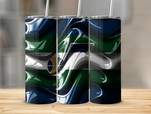 A Swirls of Team Colors and Abstract Basketball Tumblers