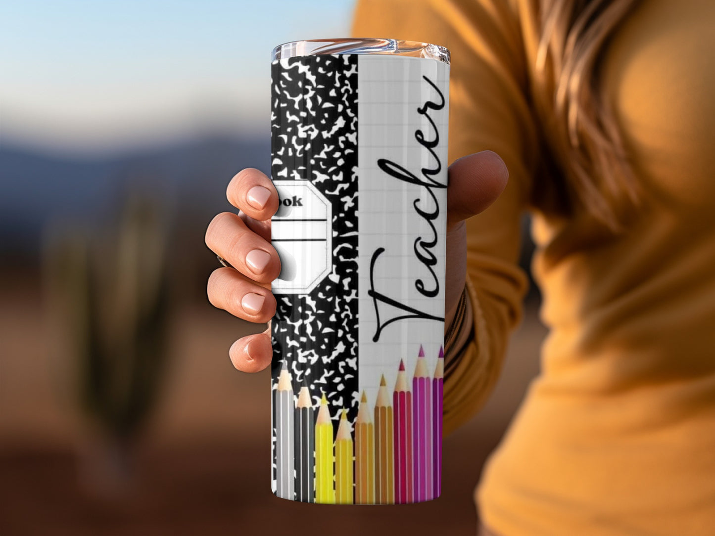 Composition Book Teacher Pencils Design on Tumblers