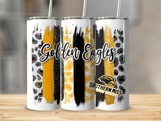 Golden Eagles Southern Miss Team Colors Brush Strokes Tumblers