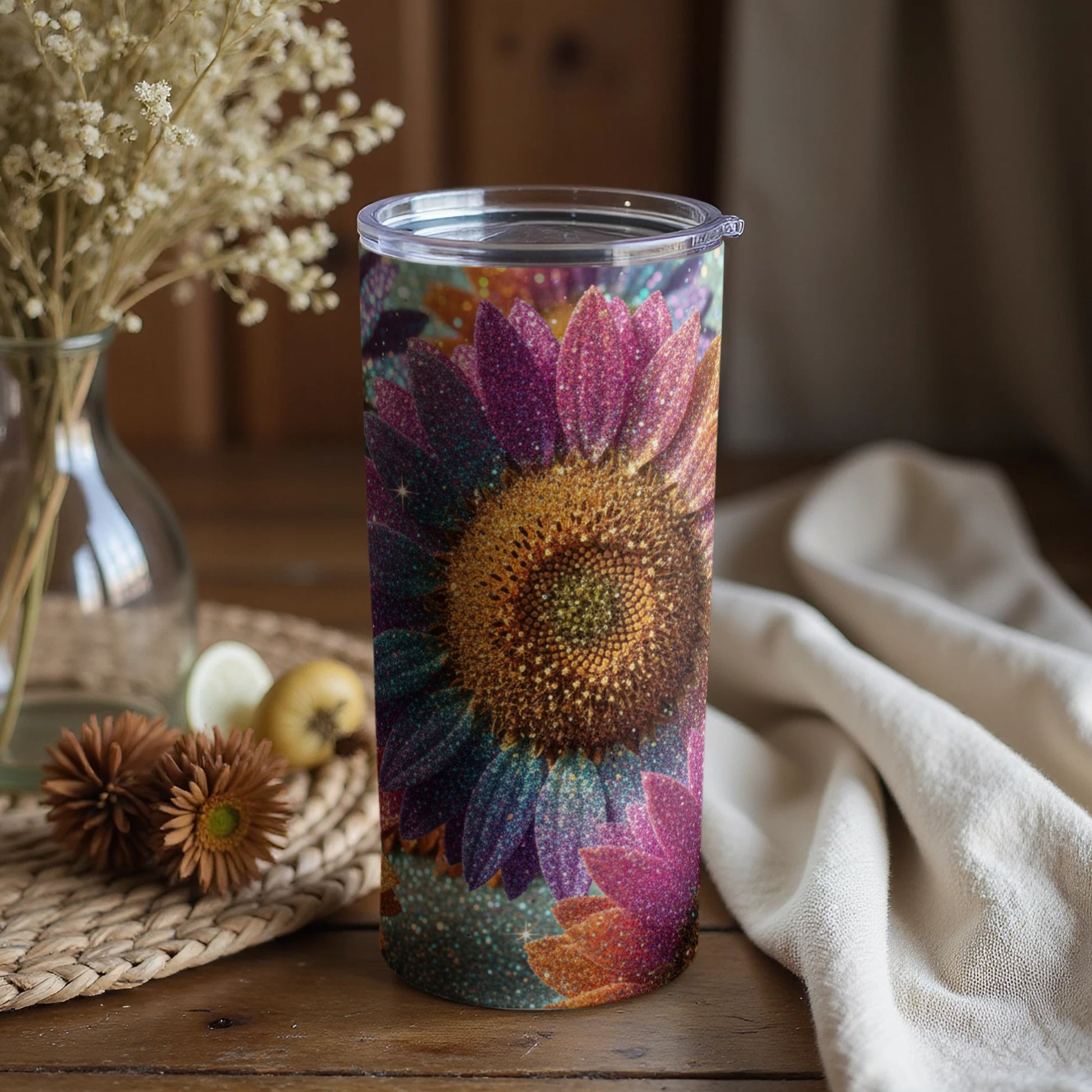 Colorful Sunflower Design Tumbler for Hot or Cold Drinks