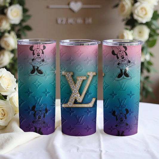 Minnie and LV Gradient Tumbler with Crystal Letters